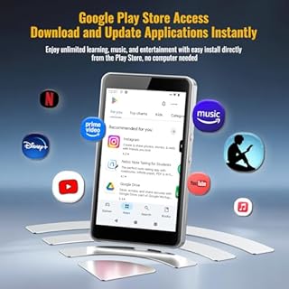 MP3 Player avec Spotify pour Enfants, MP4 Player Basé sur Android 14 avec App Store, Contrôles Parentaux, Amazon Music, Libby, Audible, Lecteur de Musique 4.0", Casque et Carte Mémoire Inclus