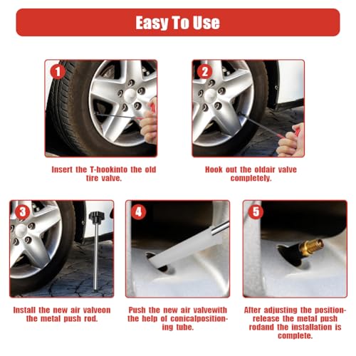 Image of zxbaers 22PCS Tire Valve Stem Removal Tool, Quick Change Tire Valve Tool Kit, Tire Valve Stem Installation Tool in Cars, ATVs, Trucks, etc, with TR413 /TR414