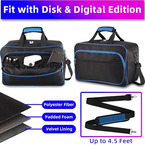 Image of jamini Carrying Case for PS5, PS5 Pro, Travel Case Suitable for Playstation 5 Discs Digital Edition, Large Capacity Storage Bag for Console, Headset, Controllers, Game Accessories