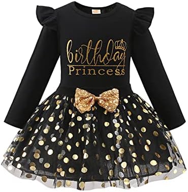 LYQTloml Toddler Kids Baby Girls Birthday Princess Outfits Dress Vest Long Sleeve Shirts Tank Top Dot Bubble Tulle Mesh Tutu Skirt 2PCS Autumn Sets
