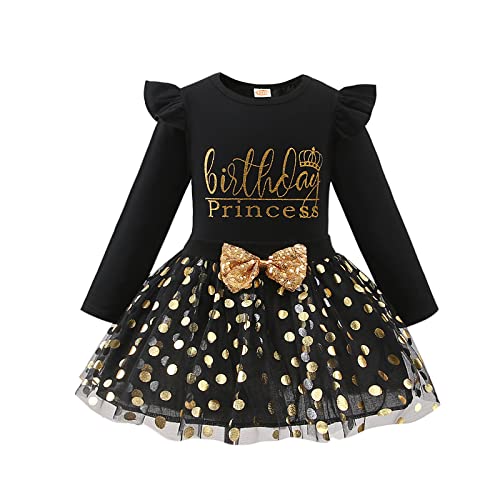 Lyqtloml Toddler Kids Baby Girls Birthday Princess Outfits Dress Vest Long Sleeve Shirts Tank Top Dot Bubble Tulle Mesh Tutu Skirt 2Pcs Autumn Sets #TOP1
