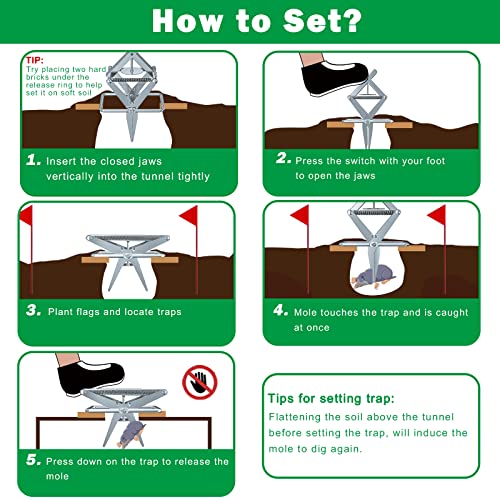 2 Pack Mole Trap Easy To Set, Mole Traps That Kill Best, Reusable Gopher Vole Trap For Lawns(Large) #TOP4