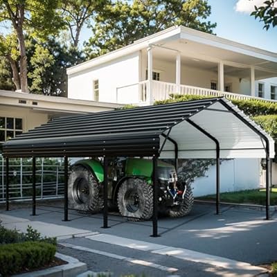 SUNLEI 12X20X8.48 FT Carport, Heavy Duty Carport Canopy with Galvanized Steel Roof and Frame, Metal Carport Upgraded Extra Large Garage for Pickup, Boat, Car and Tractors