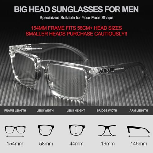 STGATN Big Head Sunglasses for Men - 155MM for Large Wide Heads Men's TR90 Ultralight UV400 Protection Glasses2