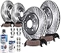 Detroit Axle - Front 12.6' (320mm) & Rear Drilled Slotted Rotors + Brake Pads Replacement for 300 Challenger Charger Magnum V6 RWD - 10pc Set