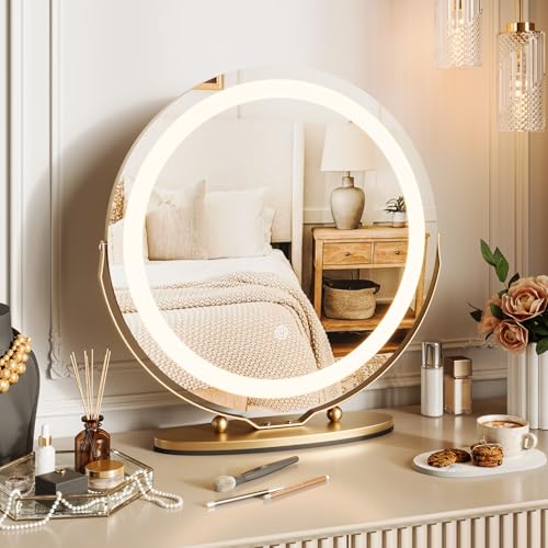 Espejo de tocador redondo GarveeHome con luces LED