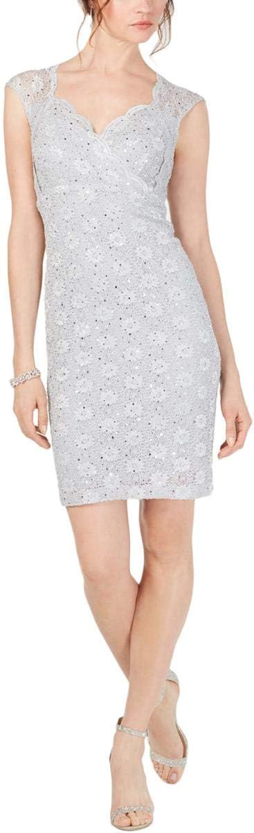 Connected Apparel Womens Lace Cut-Out Cocktail Dress