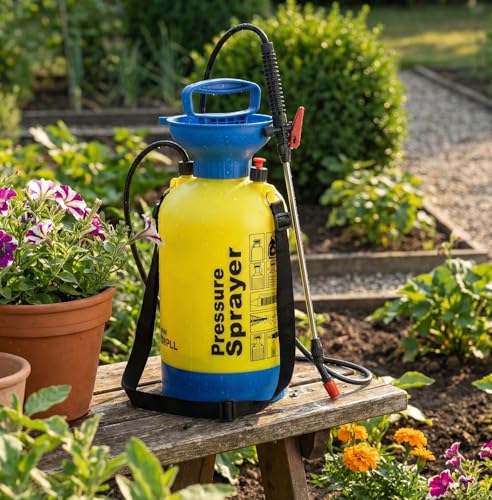 Image of Sprayers Capacity 5Ltr | Portable Pressure Sprayer with Shoulder Strap | for Gardening and Agriculture Spray