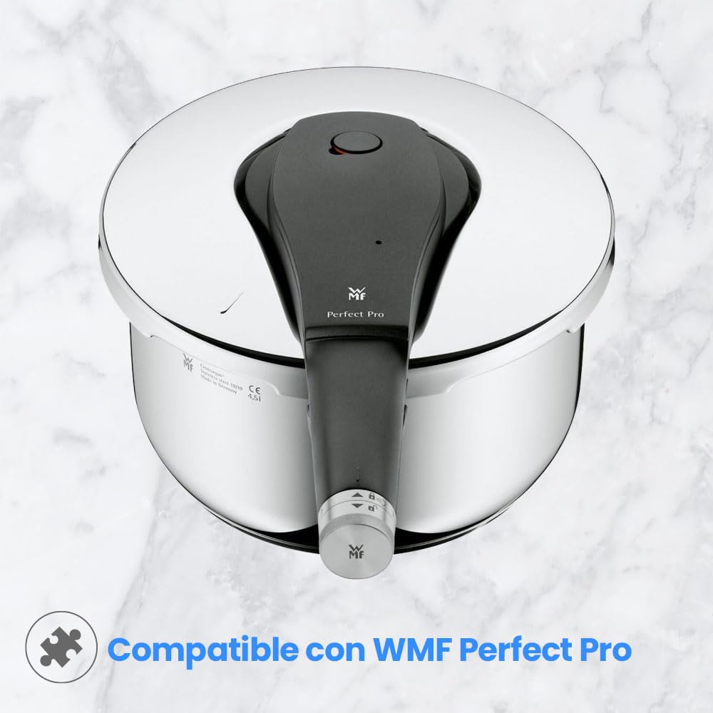 WMF 08.9620.6030 Repuesto de Mango Completo Olla WMF Perfect Pro | Mango de Tapa de Olla Express para Perfect Pro Negro | Incluye Válvula de Seguridad