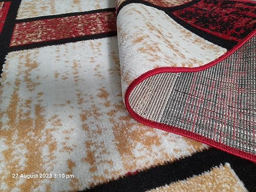Image of Soft Modern Washable Beautiful Acrylic Rugs for Home Decor Living Room 5x7 Feet (150 x 200 Cm) Red Color