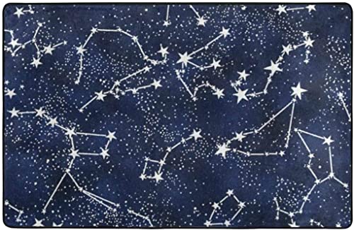 Galaxy Starry Night Stars Glow in The Dark Midnight Area Rug, Bedroom...
