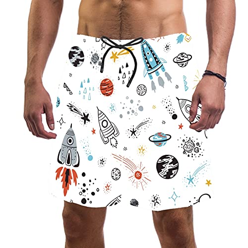 Short de bain pour homme motif vaisseau spatial ciel étoilé taille L