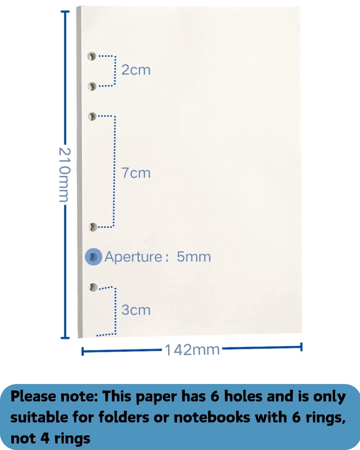 3 Confezioni di Ricarica di Carta A5,6 Fori Ricarica Inserti Di Carta 180 Fogli/360 Pagine,Ricariche di Carta per Raccoglitore Ad Anelli A5,Agende,Planner,Diari (vuoto)