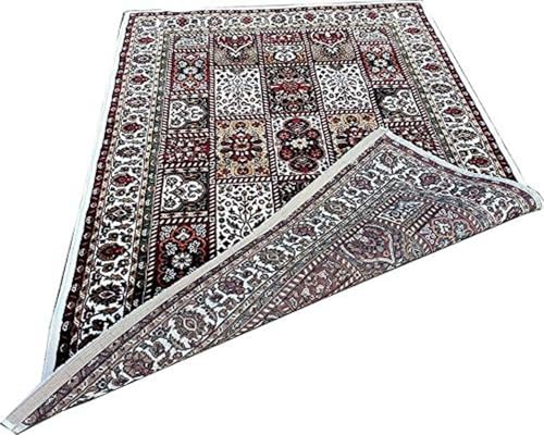 Image of Kashmiri Design Traditional Carpets for Living Room 3x5 Feet (90 x 150 Cm) Drawing Room Hall Ivory Colour