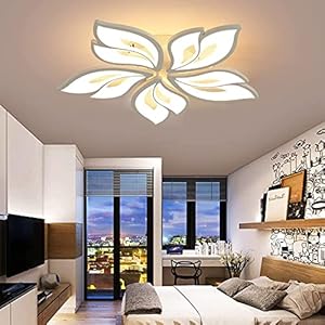 LED-Plafondlamp Met Afstandsbediening, Moderne APP Dimbare Kroonluchter Voor Inbouwmontage, Metalen Acryl Kroonluchter Voor Woonkamer Slaapkamer Keuken Eetkamer,Leaf,5 heads