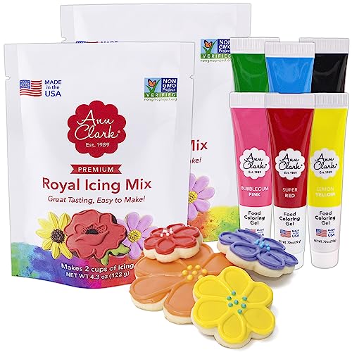 Cookie Decorating Set with Royal Icing Mix and Food Coloring Gel