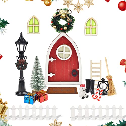 Vibbang 19 Pezzi Porta Elfo Natale Kit, Porta Elfo Natale Accessori Miniatura Casa delle Bambole Porticina Elfo Natale Legno Porta Elfo Natale per Elfo Natale Casa Addobbi Natalizi Regali (C)
