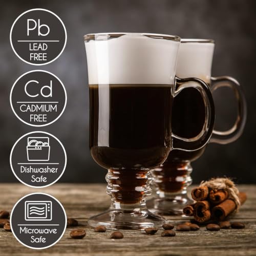 Image of Mivana 250 ML Glass Coffee Mug Set, with Convenient Handle, Tea Glasses for Hot /Cold Beverages, Thermal Shock Resistant, Tempered Glass, Mugs for Cappuccino Pack of 2 (PN - 02, 2 Count (Pack of 1))