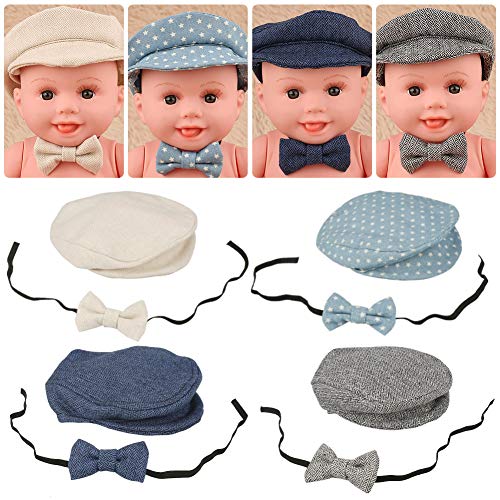 Fdit Newborn Baby Boys Photography Hat Bow Tie Props Costume Clothing Headdress Accessories (blue)