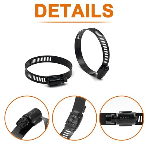 Ispinner 2Pcs 2.5 Inch Stainless Steel Adjustable 40-64Mm Size Range Worm Gear Hose Clamp thumb #2