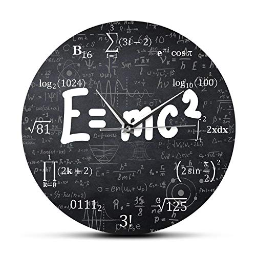 Xinxin Wall Clocks E=Mc2 Math Formula Geek Wall Clock Theory of Relativity Silent Wall Watch Scientist Physics Teacher Gift School Classroom Decor Good Gift for Friends and Family Members