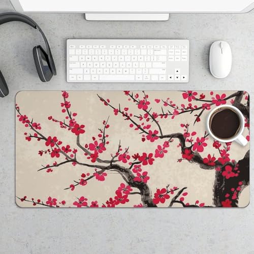 Desk Pad Protector 24x12 Inch Extended Japanese Cherry Blossom miniatura 1