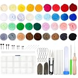 Vlecexs 36 Farben Filzwolle Set mit Filznadeln, 108g Märchenwolle aus Schafwolle, Trockenfilzen und Nassfilzen Schafwolle Set für Anfänger Filzwolle DIY Handwerk