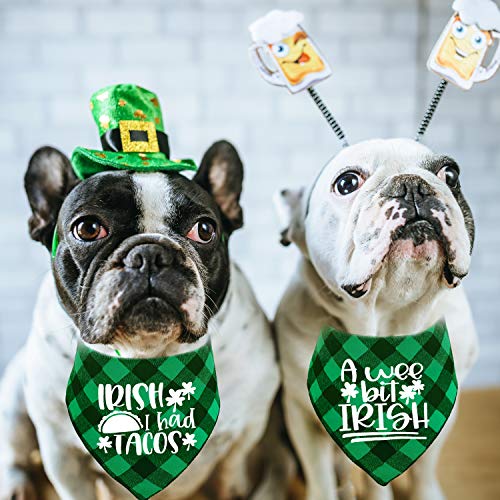 St. Patrick's Day Dog Bandana, Holiday Buffalo Plaid Bandana Scarfs For Small Medium Large Dogs Cats Pet Puppies (Wee Bit Irish) #TOP3