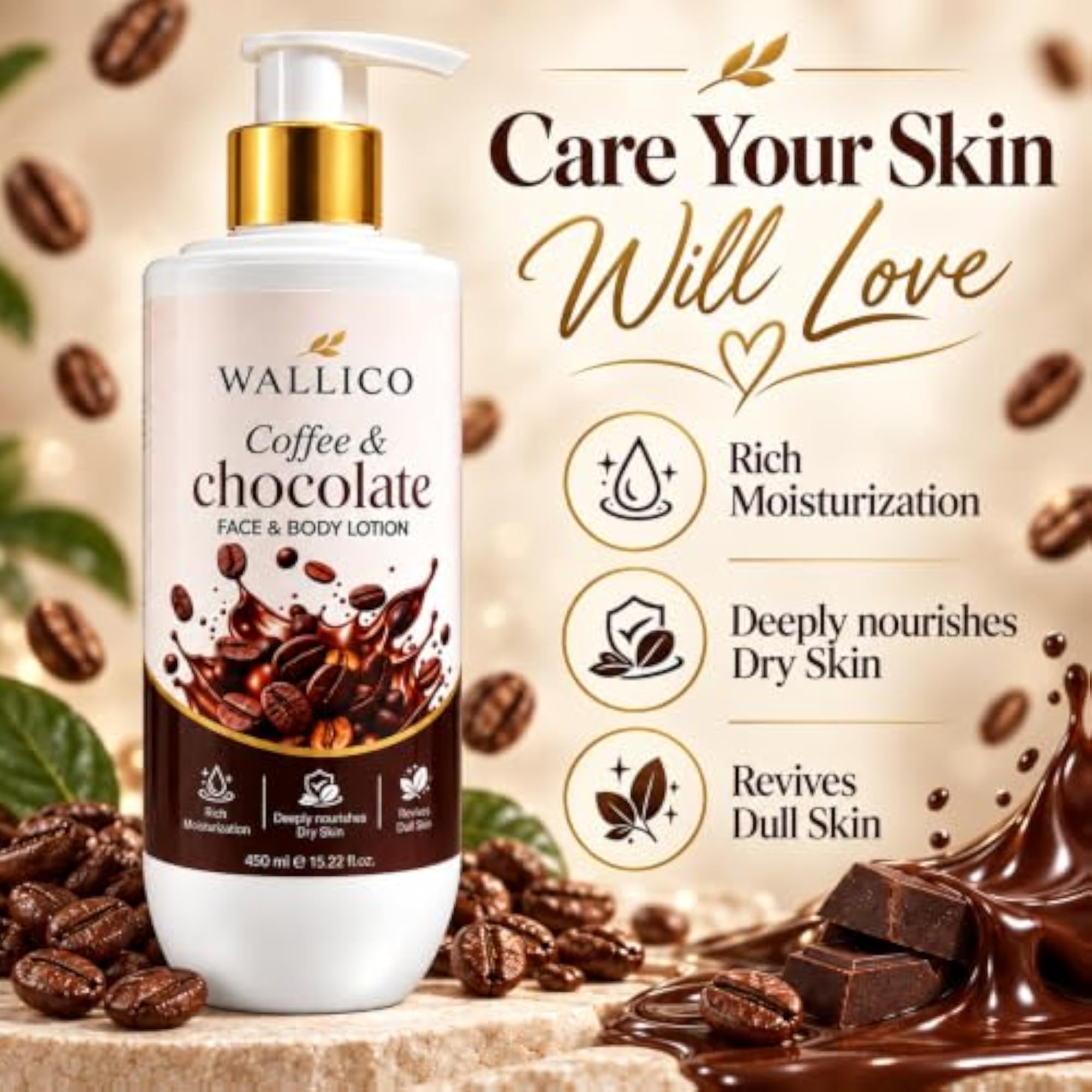 Coffee & Chocolate Face & Body Lotion, Rich Moisturization