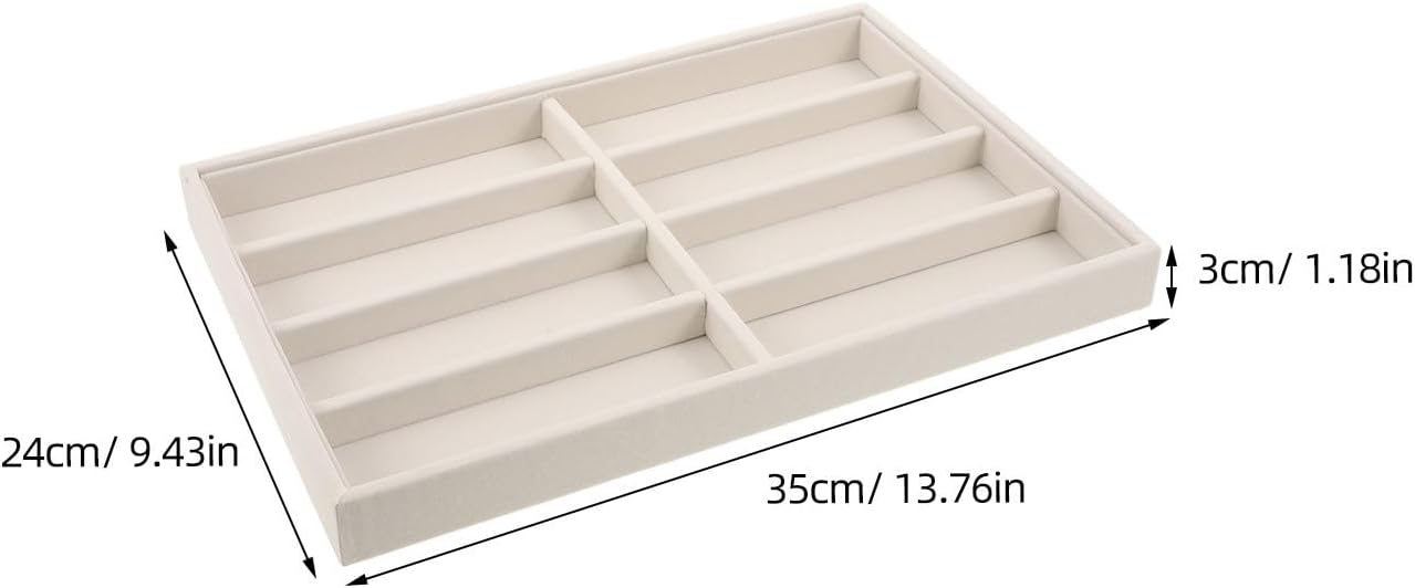 Sunglass Organizer Tray, Eyeglass Storage for 8 Glasses, Jewelry and Sunglasses Drawer Organizer, Nightstand Desk Showcase Box for Home 13.78" x 9.45"