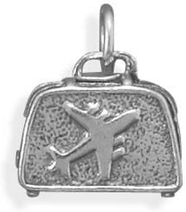 [Jewelryweb] 飛行機デザインチャーム対策15mmの酸化925スターリングシルバースーツケース [並行輸入品]