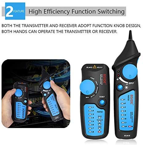 FWT81 Cable Tracker RJ45 RJ11 Telephone Wire Network LAN TV Electric Line Finder Tester with AVD06 Voltage Tester