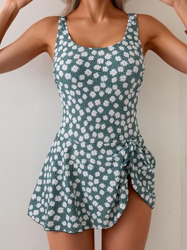 Image of Eomenie One Piece Swimdress Swimsuits for Women Tummy Control Swim Dresses Skirt Bathing Suit