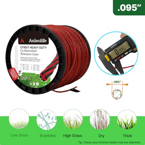 A ANLEOLIFE 3-Pound Heavy Duty Octa-Twist .095-Inch-by-921-ft Trimmer Line Spool,OTRIXT Co-Extruded Multi-Edge Spiral Weed Eater String, Red by A ANLEOLIFE - Image 4