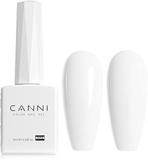 CANNI White Gel Nail Polish, 1Pcs Pure White Gel Polish Color High Gloss Soak Off U V Nail Manicure Salon DIY