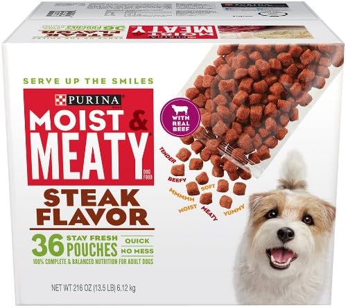 Purina Moist & Meaty Dog Food, Steak, 216 Ounce