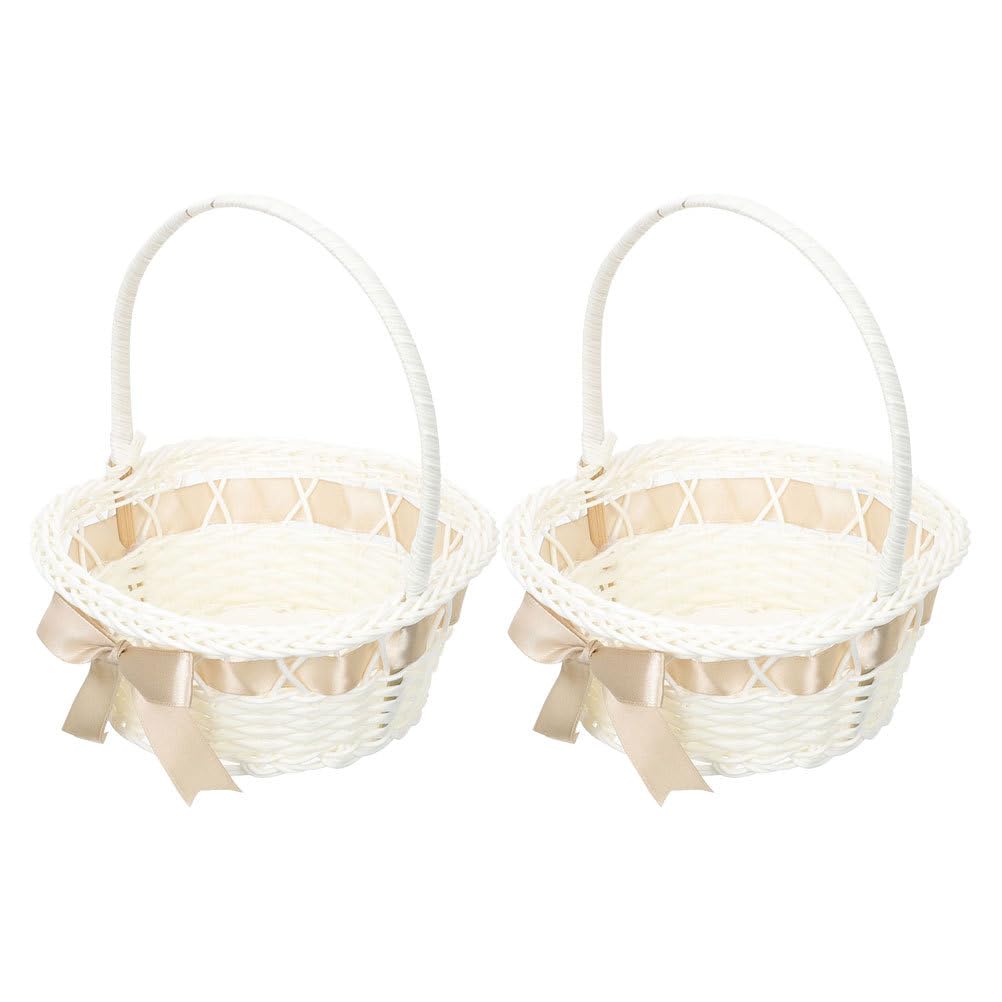 VALICLUD Lot de 2 paniers à fleurs tissés à la main élégants pour accessoires de mariage pour décoration ou panier cadeau de mariage