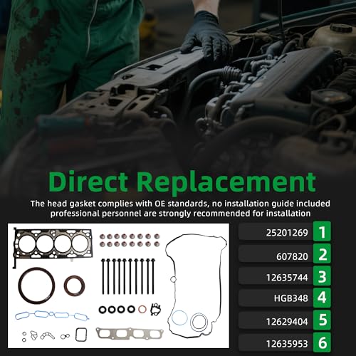 Image of Head Gasket with Bolts Set, 2.0L HGB348, for Chevy Camaro /Equinox /Malibu /Traverse 13-22,for Cadillac ATS /CT6 /CTS 2013-2019,for Buick Envision /Regal 14-20,for GMC Terrain 18-20, 2.0L L4(45pcs)