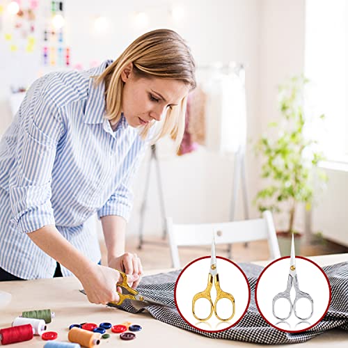Vintage Embroidery Sharp Scissors 2 Pack, 5 Inches Craft Sewing Scissor Pointed Stainless Steel Multipurpose Detail Beauty Shears For Office Home Household Kitchen School Student Supplies #TOP6