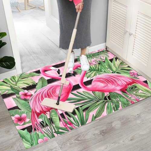Tapis porte d'entrée grand format 90x150cm rose anti-glisse