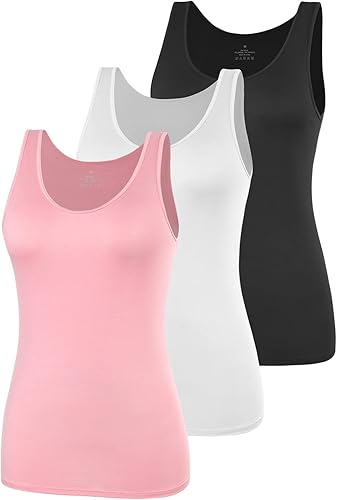 Miniatura 12 de AMVELOP - Camiseta básica sin mangas para mujer, ropa interior, camiseta sin mangas en paquete de 2-4 unidades Blanco,1-bl/Gr/Wh/Pi,1-bl/Wh/Bl/Wh,2