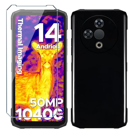 Xiangyun Handyhülle für Doogee Fire 6 Hülle mit 1 stück Gehärtetem Glas Protection Schutzfolien, Schwarz Silikon Soft Crystal Black Kratzfest TPU Schutzhülle Hülle (6.56