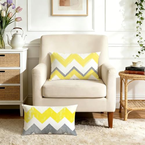 Coussin extérieur imperméable jaune velours imprimé recto verso 40x80