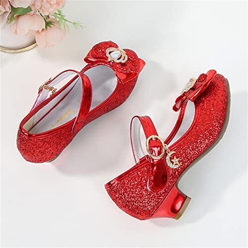 OMEARK Girls Toddler/Little Kid Dress Pumps Low Heels Party Show Dance Shoes Sparkly Glitter Sequins Princess Bow Wedding Dress Up Shoes Rhinestone Sandals4
