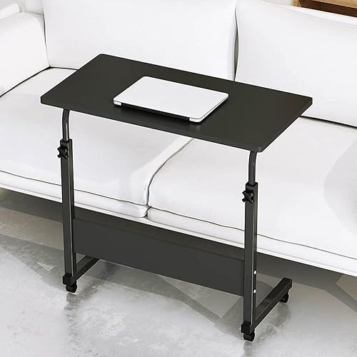 Miniatura 28 de Henf Mesa auxiliar móvil para sofá, mesa de cama rodante, mesa de aperitivos, altura ajustable, soporte para computadora portátil, escritorio, Negro