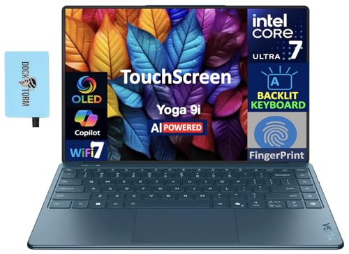 Image of Lenovo Yoga AI Powered Laptop 14.0 inch Touchscreen OLED 4K Display (Intel Ultra 7-258V, 32GB LPDDR5X, 2TB M.2 PCIe SSD, Intel Arc 140V, Backlit KB, Fingerprint, Win 11 Home) w /DKZ USB Port Expander