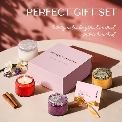 NORVENCE Candles Gifts for Women, Scented Candle Gift Set of 4, Scented Candles for Home, Birthday and Christmas Candle Gifts for Women (Vanilla, Lavender, Cinnamon, Jasmine, 14.4 oz) - Image 6