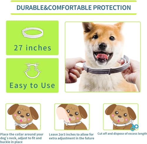 2 Pack 63cm Zecken- & Flohschutz Halsband Hunde Flohschutzhalsband für Hunde Zeckenhalsband Flohhalsband Schutzhalsband gegen Flöhe 8 Monate Schutz verstellbar für alle Größen