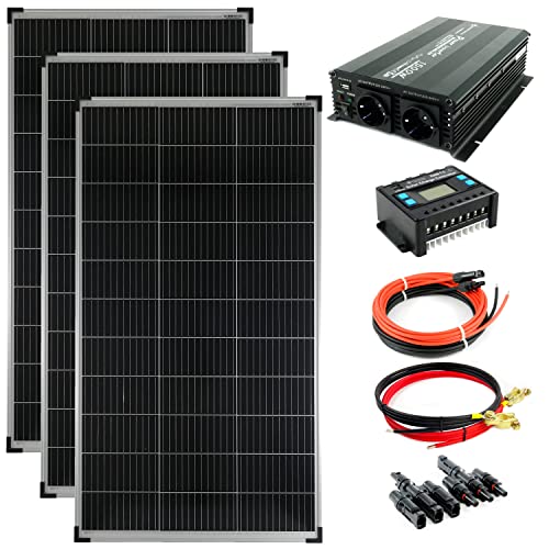 SOLARTRONICS Inselanlage Komplettset: 3x 140W monokristalline Solarmodul + 1500W Wechselrichter + 20A...