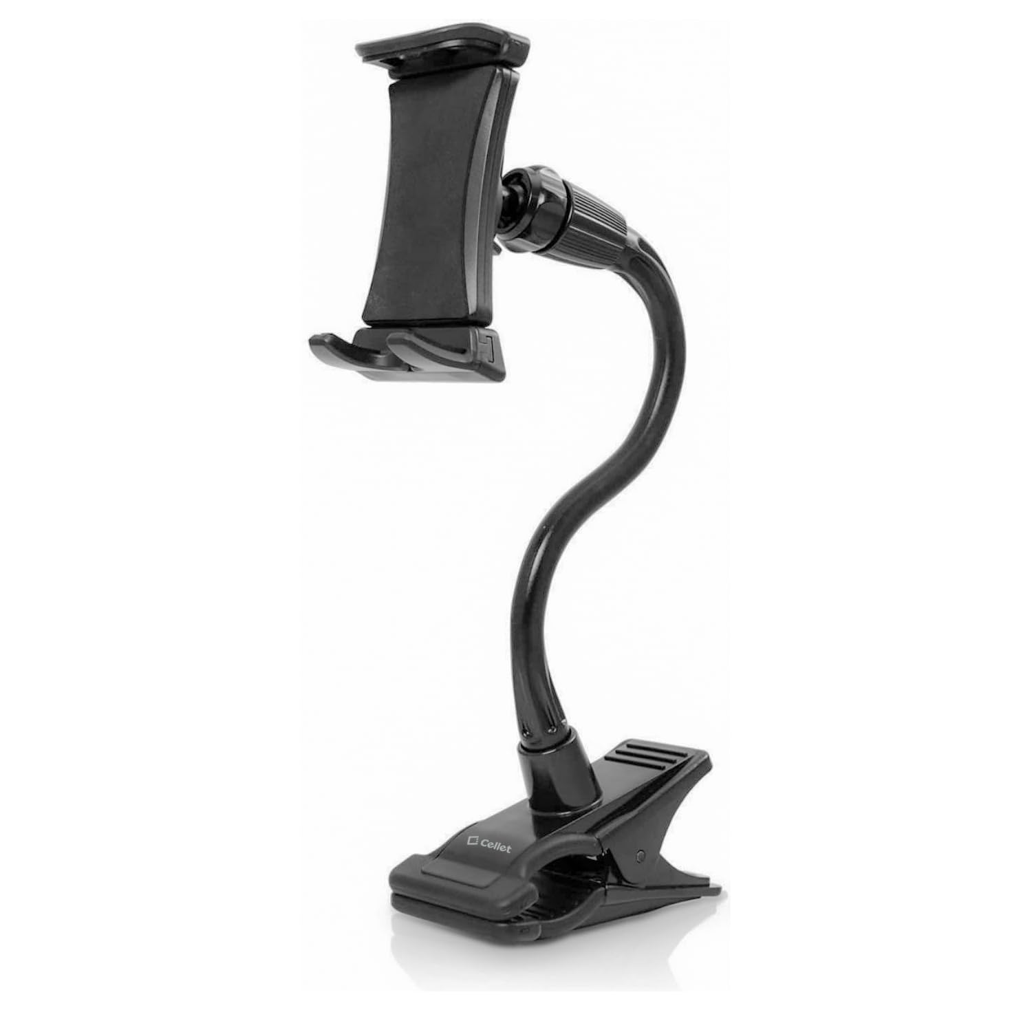 Gooseneck Flexible Cell Phone Holder and Tablet Mount with Clamp. Clip-On Stand for Bedroom Desktop Kitchen Office Car Compatible for iPad Pro Air